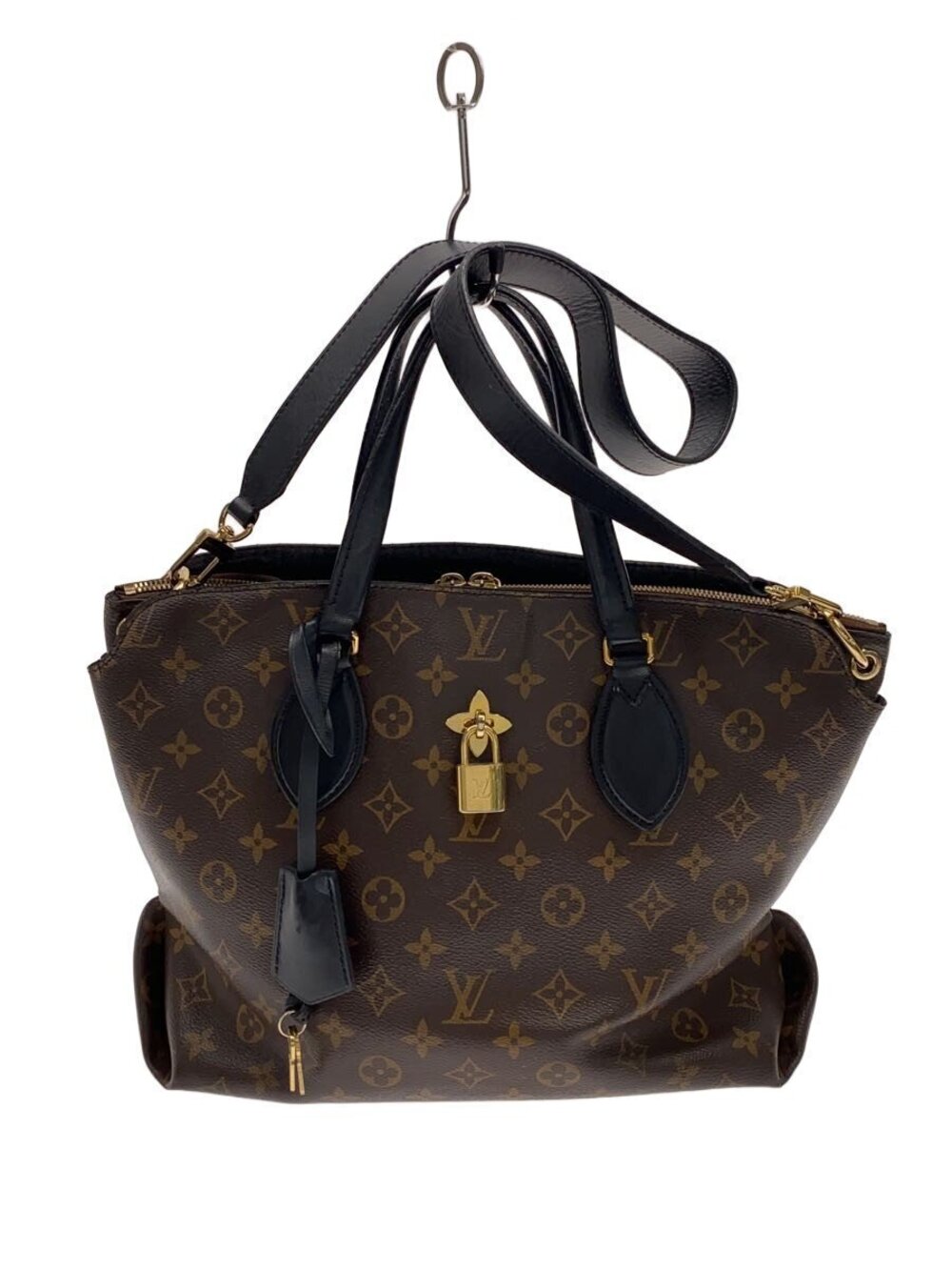 LOUIS VUITTON Flower Tote Bag Monogram Canvas Brown interior